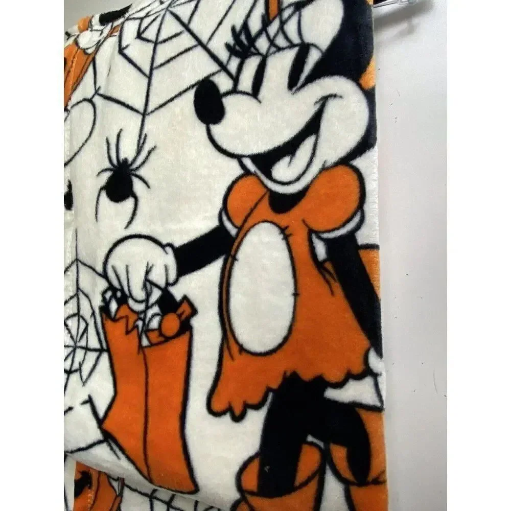 Disney Mickey &‎ Minnie Mouse Pumpkin Halloween Plush Throw Blanket 50X70” NEW
